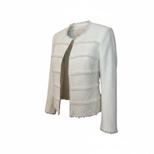 Rebecca Taylor Cream Textured Fringe Blazer